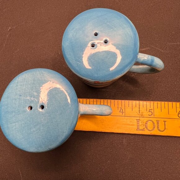 Puerto Rico Ceramic Cup Salt & Pepper Shaker Set Tropical Beach Scene Design - Picture 8 of 12